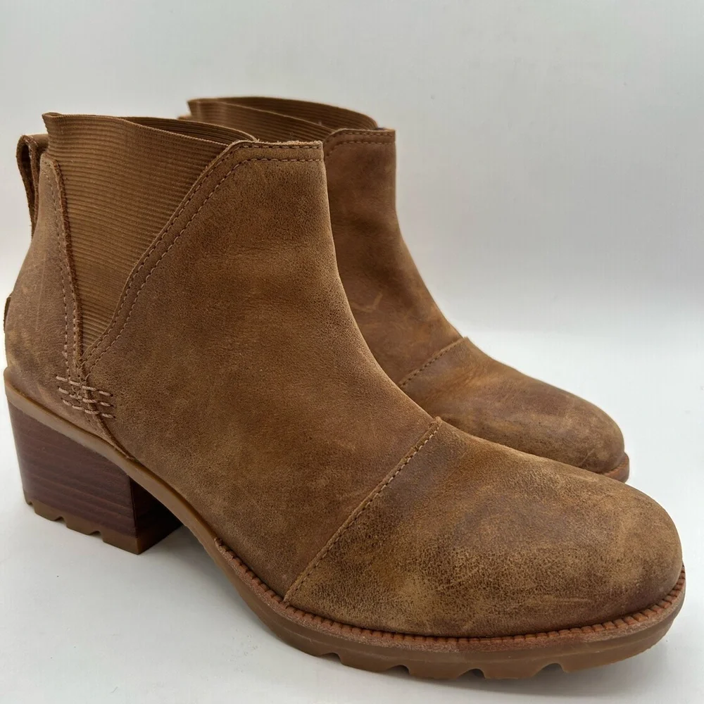 Sorel Women's Size 8 Cate Chelsea Bootie Waterproof Leather Brown Rain Boot - Picture 4 of 10